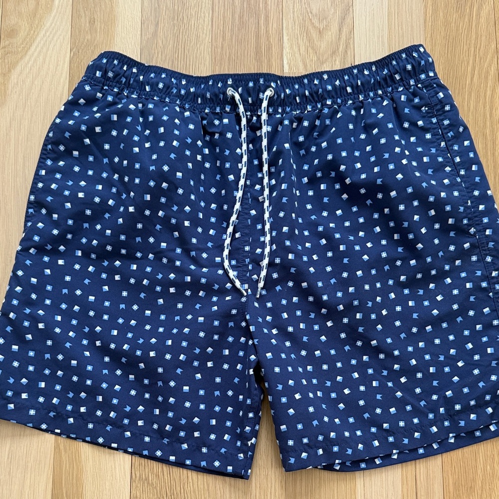 Brooks Brothers Blue and White Checkered Swim Trunks